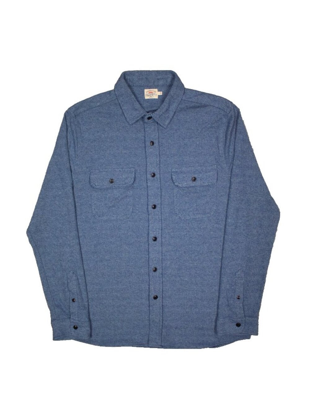 Faherty Legend Sweater Shirt Soft Flannel Twill Long Sleeve Blue Large